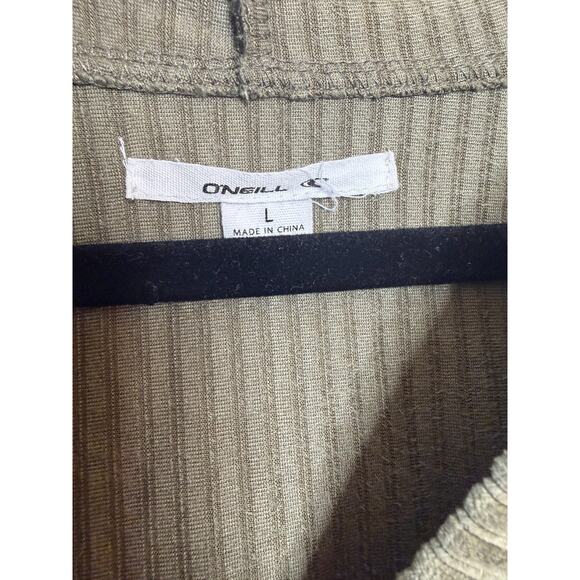 O'neill Size LG Army Green Ribbed Super Soft Hoodie Oversized Cropped - Picture 4 of 5